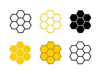 Wall Mural - bee honeycomb set isolated on transparent background. png file vector illustration