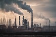 © Alfazet Chronicles - smoke stacks from industrial plant, with haze of air pollution visible in the atmosphere, created with generative ai