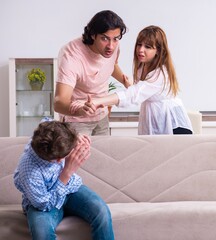 Wall Mural - Family conflict with husband and wife and child