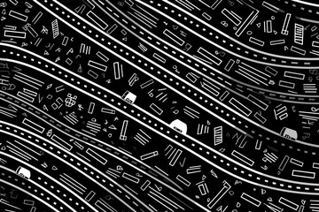 Doodle inspired Streetcar tracks pattern pattern, cartoon sticker, sketch, vector, Illustration