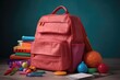 school bag, filled with supplies and ready for the new school year, created with generative ai