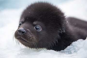 Poster - close-up of seal pup's fur and flippers, showing off its sleek coat, created with generative ai