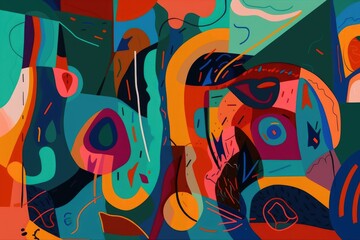 Wall Mural - abstract artwork with vibrant colors and abstract shapes, created with generative ai