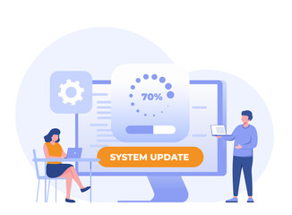 Wall Mural - system update, maintenance, loading, installation software, technology, internet, application, flat 