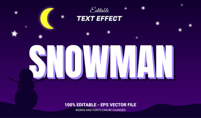 Canvas Print - snowman editable 3d text effect style