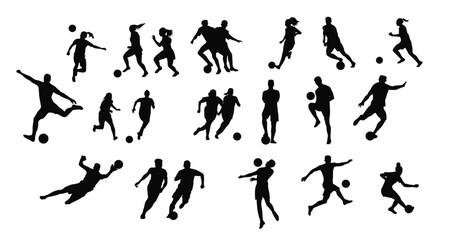 Man and woman soccer silhouette