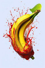 Aufkleber - An vibrant image of a Plantain splashed in bright paint, symbolizing freshness and health. Generative AI technology.