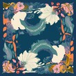 Scarf modern ethnical style design with artistic flowers illustration. Abstract fashionable vector template for your design, Generative AI