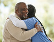 © Siphosethu F/peopleimages.com - Senior man, caregiver and hug for support, healthcare and happiness at retirement home. Happy elderly patient and black woman or nurse together for trust, homecare and help for health and wellness
