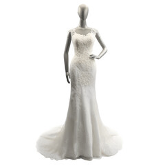 Female Mannequin wearing a wedding gown png file. Transparent Background with generative ai