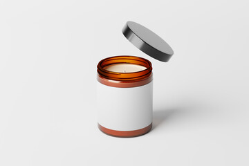 Poster - blank amber glass candle jar mockup