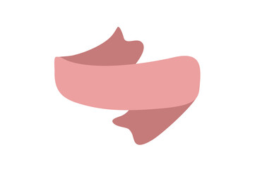 Wall Mural - Pink ribbon banner icon, Web design element. Hand drawn vector illustration. Place for your text for business, greeting card and holidays copy space