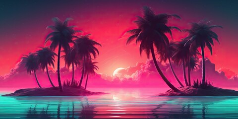 ai generated. ai generative. old vintage cyberpunk vapor wave synthwave miami vice florida tropical 