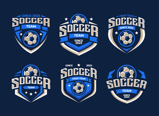 Wall Mural - Set of soccer Logo or football club sign Badge. Football logo with shield background vector design