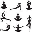 Vector yoga postures exercises set.