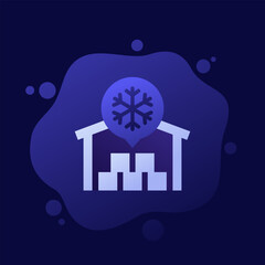 Poster - cold storage icon with a warehouse, vector design