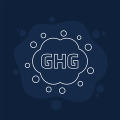 Sticker - GHG, greenhouse gas line vector icon