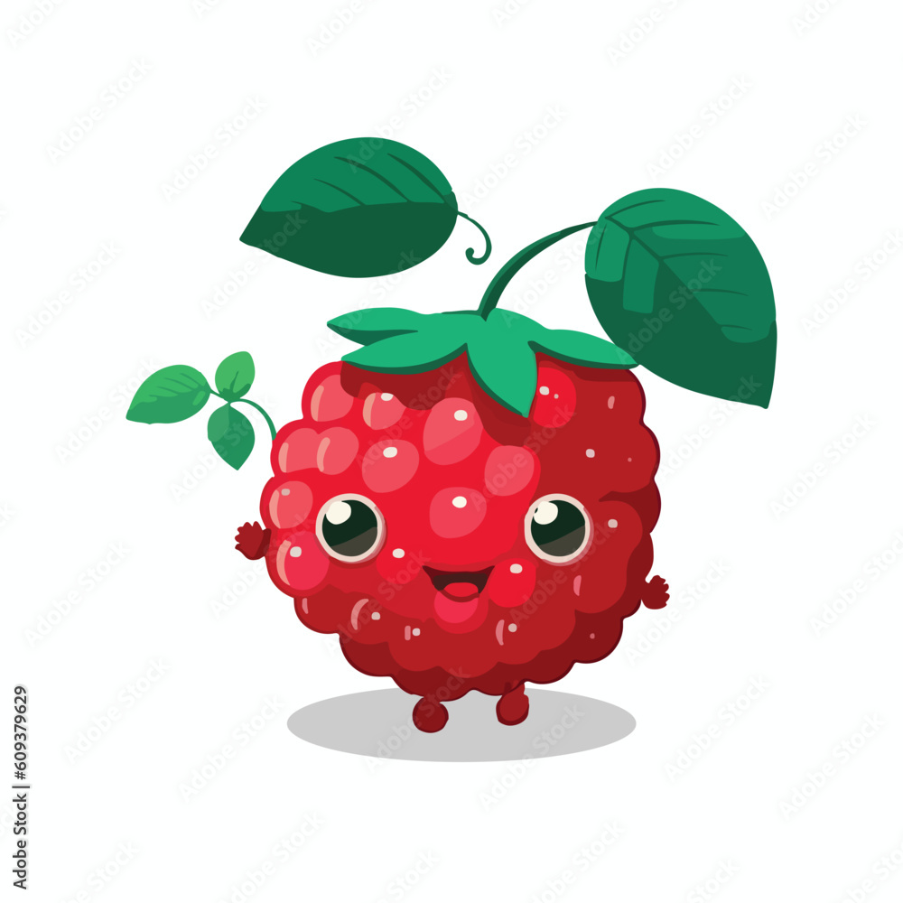 vector cute raspberry cartoon style Stock Vector | Adobe Stock