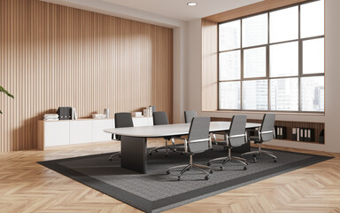 Sticker - Beige and wooden meeting room corner