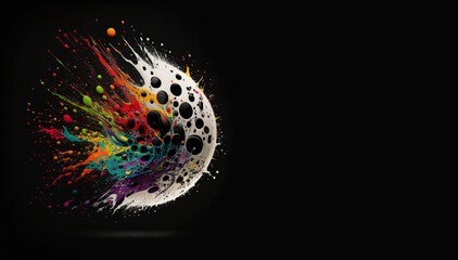 Wall Mural - Pickleball ball sport symbol colorful splash art illustration banner. Generative AI