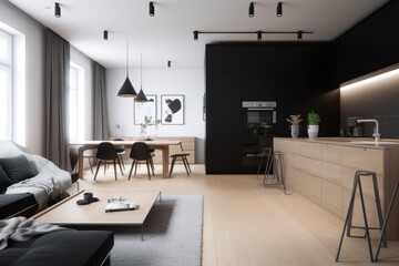 Canvas Print - a minimalist apartment, with clean lines and a scandinavian vibe, created with generative ai