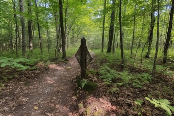 Canvas Print - trail marker with arrow pointing to the right, indicating that this is the way to take, created with generative ai