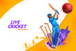 bat and ball on cricket championship sports background