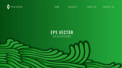 Abstract green flow line digital doodle website background, smooth particle wave, design concept background and wallpaper, vector eps