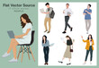 © taehee - Early adopter smart work activities using office electronic devices shared by office workers Human silhouette set