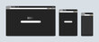 © SpicyTruffel - Mac browser windows. Screen web interface for Apple or Chrome. Dark design. URL address and search tab bar. Empty frame. Menu option button. Vector computer or mobile UI template set