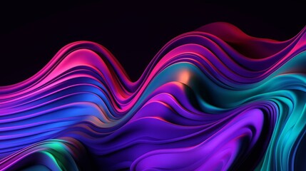 3d render, abstract neon background with curvy layers and folds. Drapery waving and fluttering. Modern ultraviolet wallpaper, Generative AI