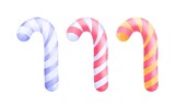 Fototapeta Dmuchawce - Set of watercolor candy cane clipart. Hand drawn watercolor candies illustration isolated on white background.