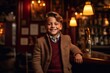 © Robert MEYNER - Portrait of a cute little boy in a brown coat and bow tie in a restaurant
