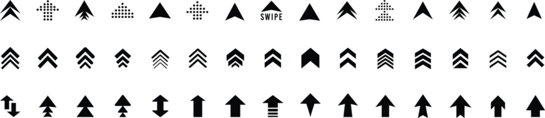Wall Mural - swipe up arrow icon set. swipe up, buttons for social media with business infographic. black arrows,