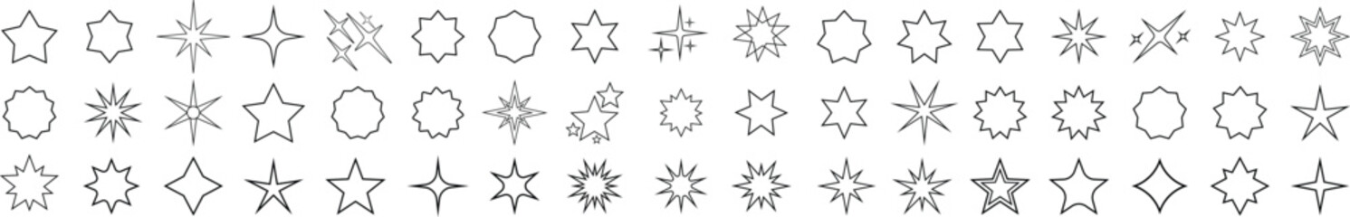 Wall Mural - stars line collection. star line vector icons. black line stars collection. star icon. stars in mode