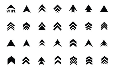 Wall Mural - swipe up arrow icon set. swipe up. black arrows, buttons and web icons. social media application. sc