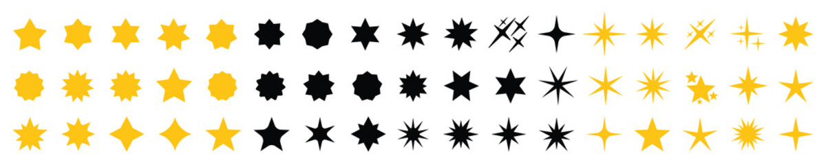 Wall Mural - rating star icon. stars collection. golden and black star vector icons. shine symbol illustration. s