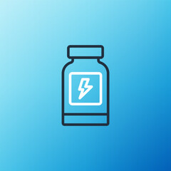 Canvas Print - Line Energy drink icon isolated on blue background. Colorful outline concept. Vector