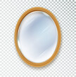 © YURII - Mirror oval insulated. Realistic oval mirror frame, white mirrors template. Reflective glass surfaces isolated. Realistic 3D interior furniture design