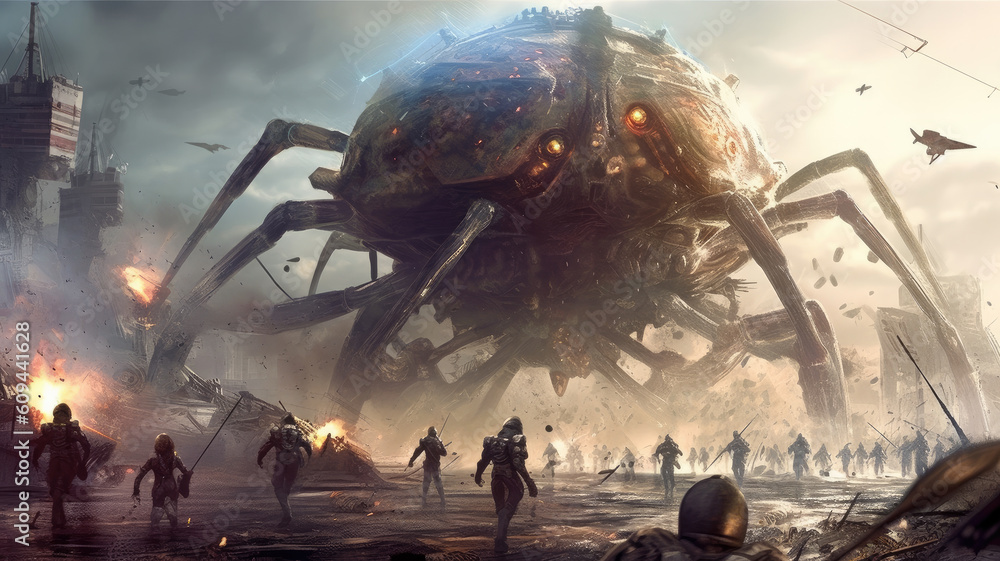 alien vs. humanity war as an futuristic concept created with Generative ...