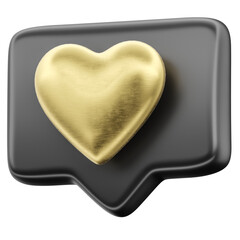 Wall Mural - Black heart shaped button like 3d render