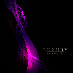 Wall Mural - Isolated wavy pattern in purple color on a black background