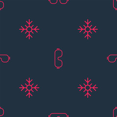 Wall Mural - Set Snowflake and Ski goggles on seamless pattern. Vector