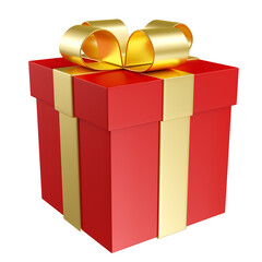 Poster - gift box with red ribbon 3d rendering