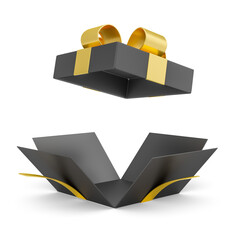 Wall Mural - open gift box with black ribbon 3d rendering