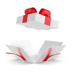 Wall Mural - open gift box with white ribbon 3d rendering