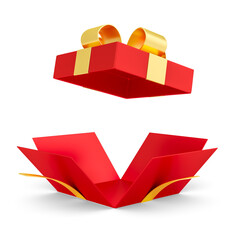 Wall Mural - open gift box with red ribbon 3d rendering