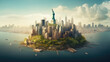 new york as an island created with Generative AI technology