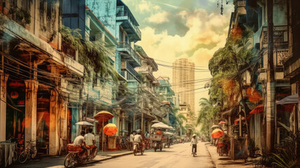 Naklejka na meble travel concept of hanoi, vietnam created with Generative AI technology