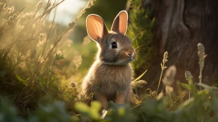 Wall Mural - rabbit in the woods